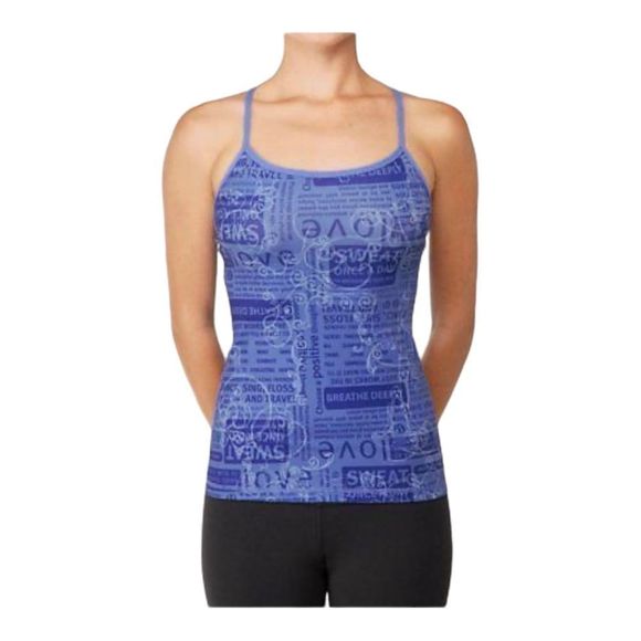 lululemon athletica Tops - LULULEMON Power Y Tank Periwinkle Blue Manifesto Medium Support Bra Womens 8